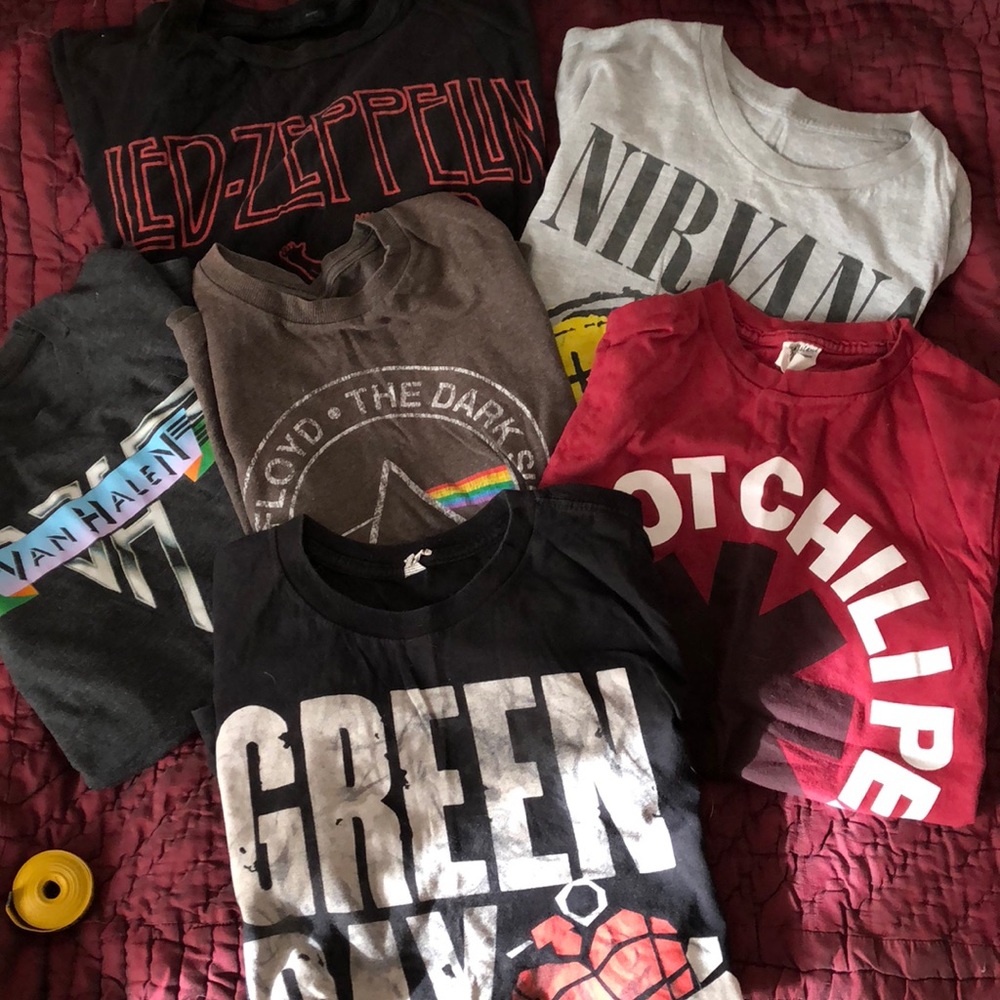 Lot of 6 Boys Rock Band TShirts